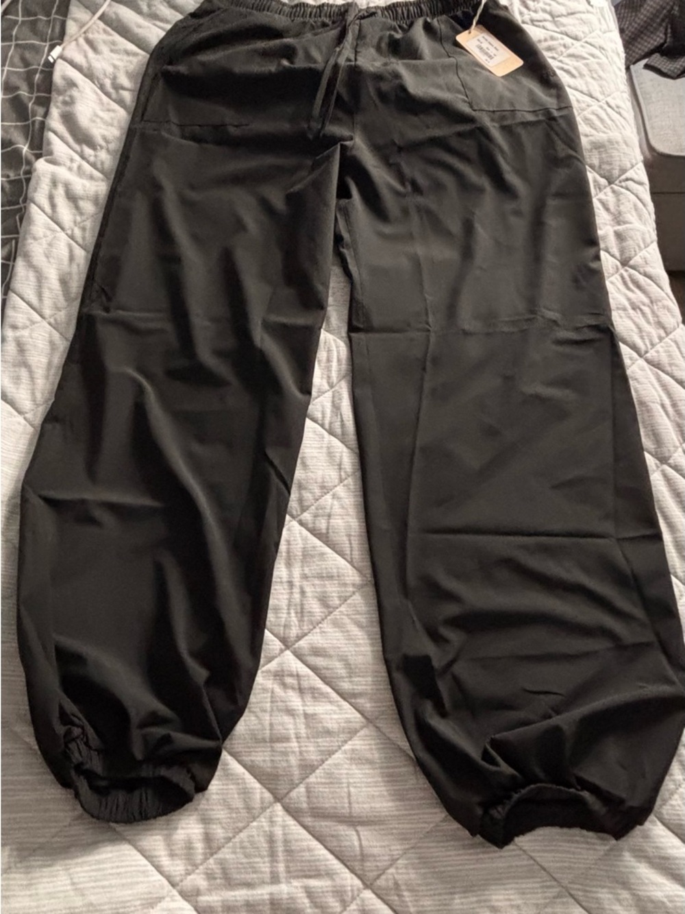 Albion Black Cropped Elastic Hem Jogger Pants